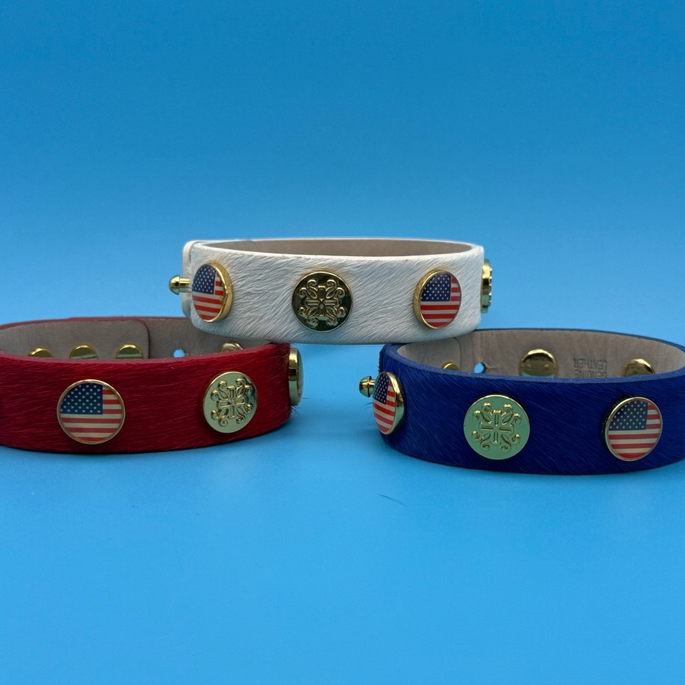 Rustic Cuff 3-Piece Patriotic Bracelet Set Red, White Blue